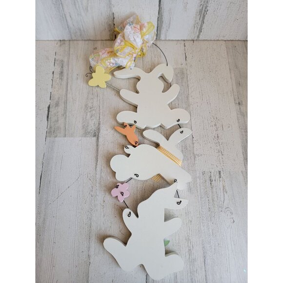 Easter Bunny flower rabbit hanging butterfly sign wall decor - Picture 6 of 8